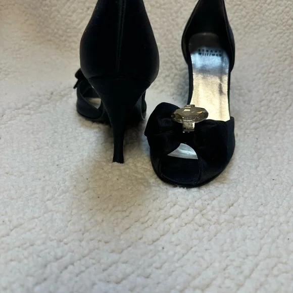 Stuart Weitzman Black Heels with Gem Detail - Picture 3 of 6